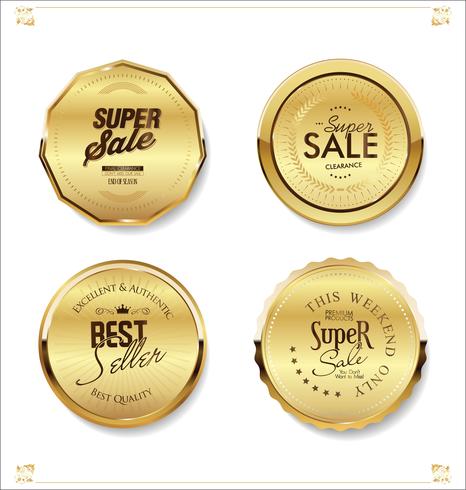 Luxury premium golden badges and labels vector