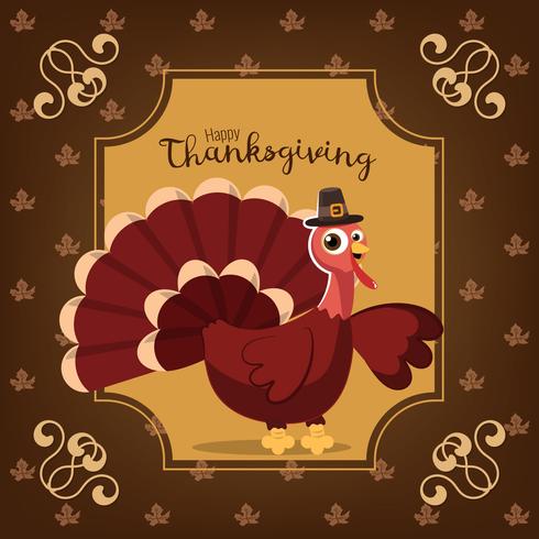 Carte De Voeux De Thanksgiving Avec Un Oiseau De Dinde Fond