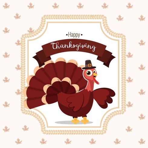 Carte De Voeux De Thanksgiving Avec Un Oiseau De Dinde Fond