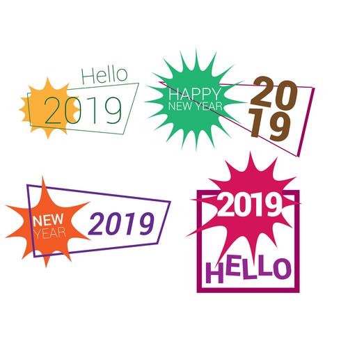 New year 2019 labels  badges collection vector