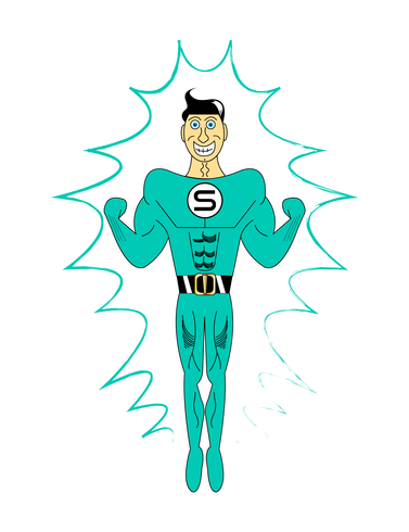 Superhero in green costume cartoon vector