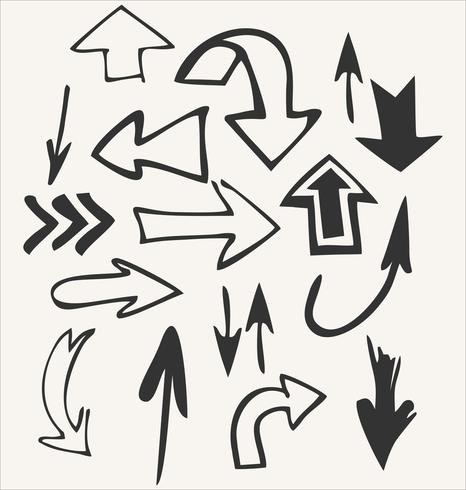Hand drawn vector set of arrow shapes isolated on white