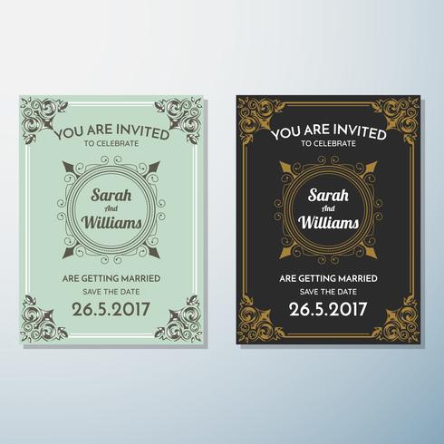 Wedding Invitation Vintage flyer background Design Template vector