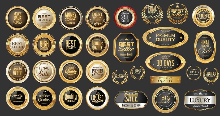 Luxury premium golden badges and labels vector