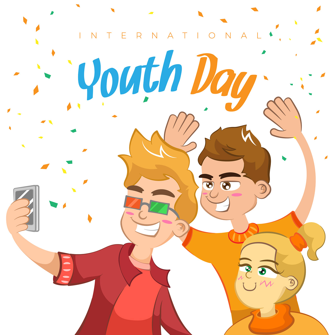 Happy youth day background with people having fun ...