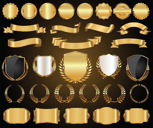 Luxury premium golden badges and labels vector