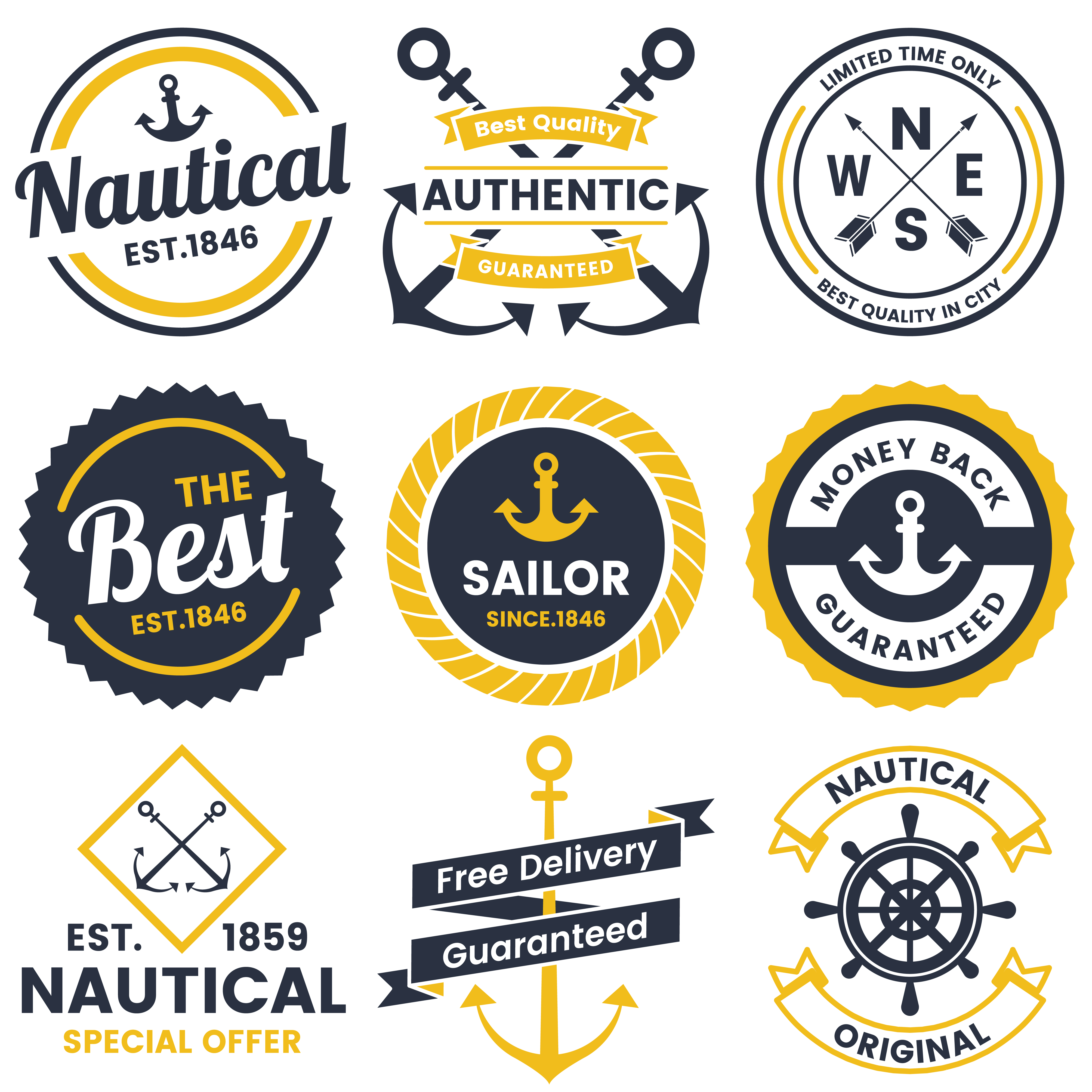  nautical Retro Vector Logo for banner Download Free 