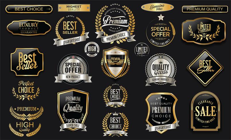 Luxury premium golden badges and labels vector