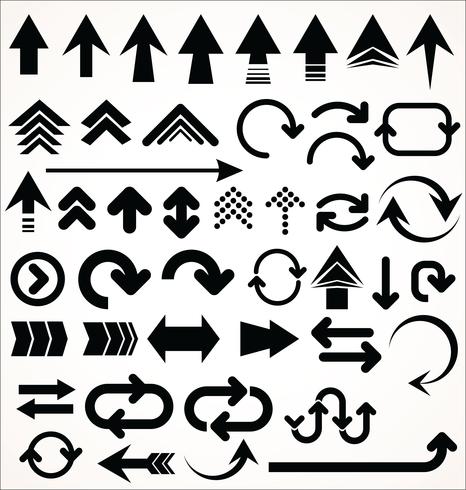 Hand drawn vector set of arrow shapes isolated on white