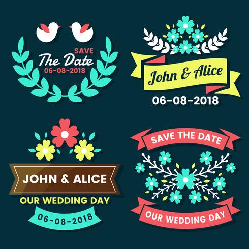 Wedding Retro Vintage Vector Label