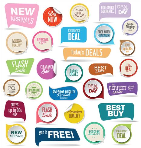 Modern badges stickers and labels collection vector