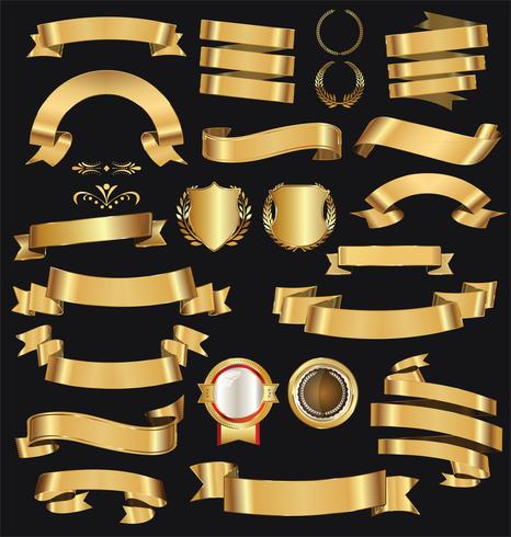 Retro golden ribbons  vector