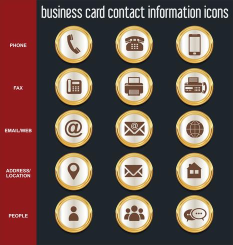 Business card contact information icons collection vector