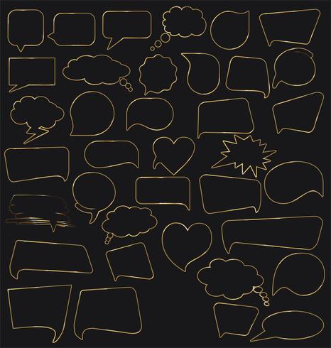 Black and gold speech bubbles vector