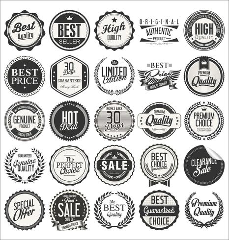 Colección de insignias y etiquetas retro vintage vector