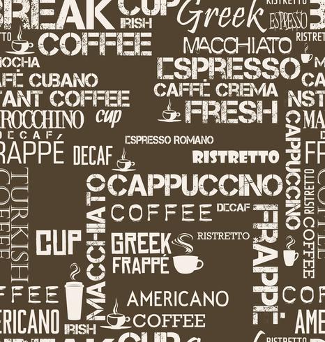 Background seamless tile of coffee words and symbols vector