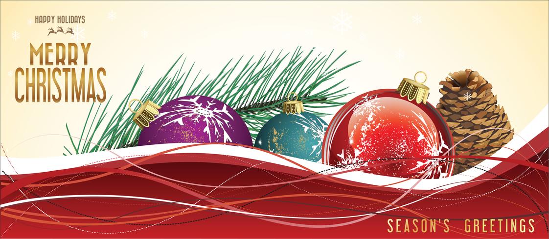 Christmas background red balls with decorations vector