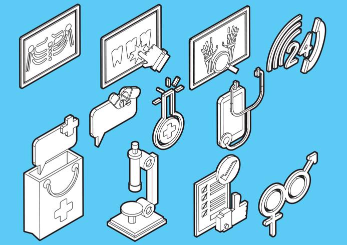 Ilustración de conjunto de iconos de información gráfica hospital concepto vector