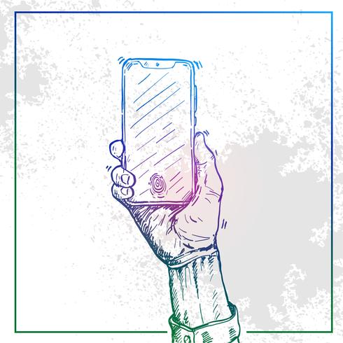 Illustration of Hand holding a phone and switch the phone vector