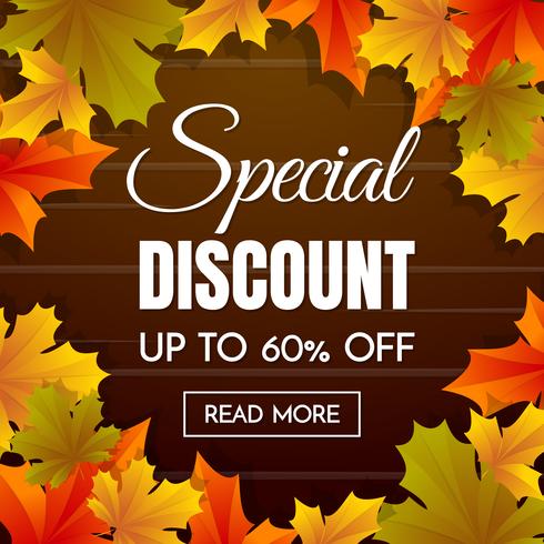 otoño venta plantilla banner vector de fondo