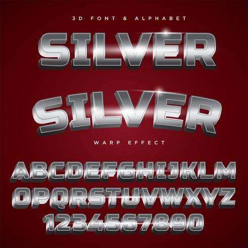 3D Silver Stylized Lettering Text, Font  Alphabet vector