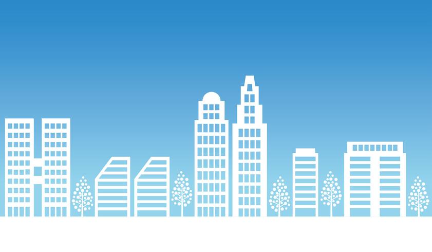 Cityscape silhouette with text space, vector illustration.