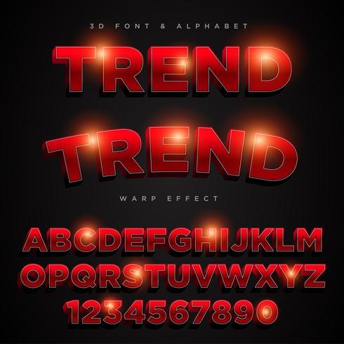 3D Red Stylized Lettering Text, Font  Alphabet vector