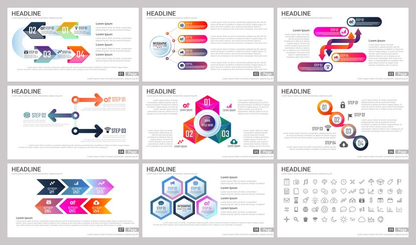 Elementos modernos de infografías para plantillas de presentaciones para banner. vector