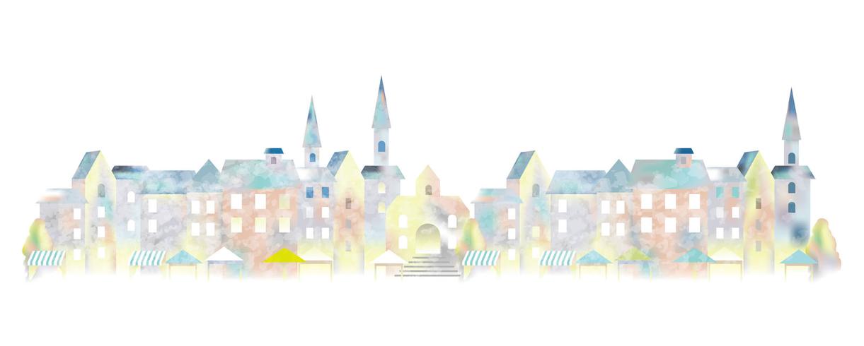 Watercolor European townscape. vector