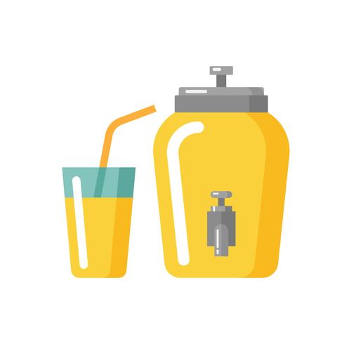 Lemonade jar and glass flat icon vector