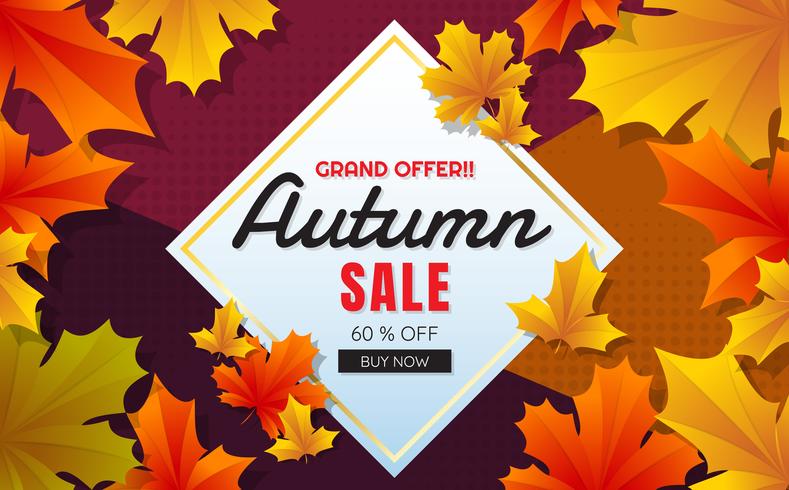 autumn sale template banner Vector background