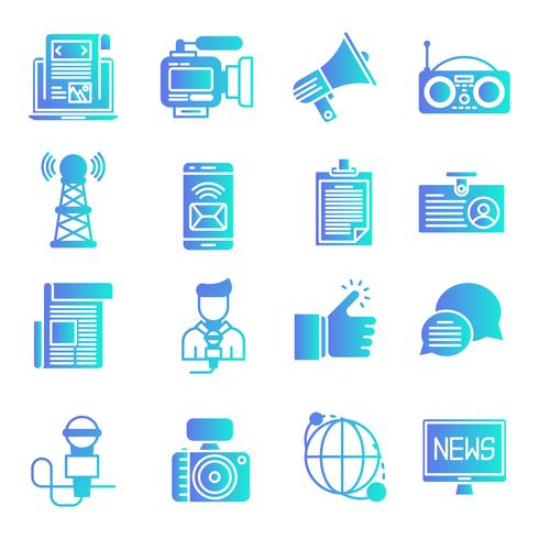 Conjunto de iconos de noticias gradiente vector