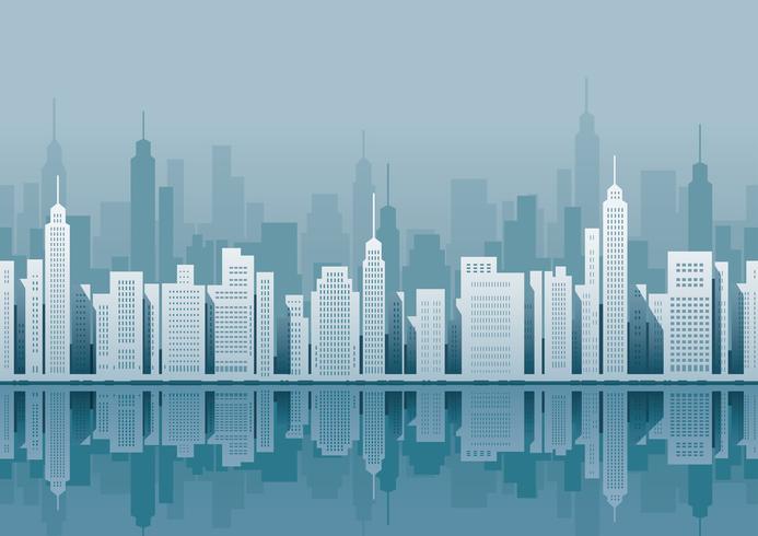 Seamless cityscape with skyscrapers. vector