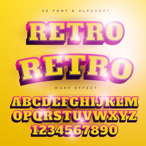 3D Retro Stylized Lettering Text, Font  Alphabet vector