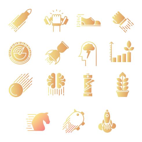 Performance gradient icons set vector