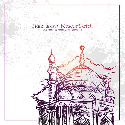 Hand Drawn Mosque Sketch Illustration. vector