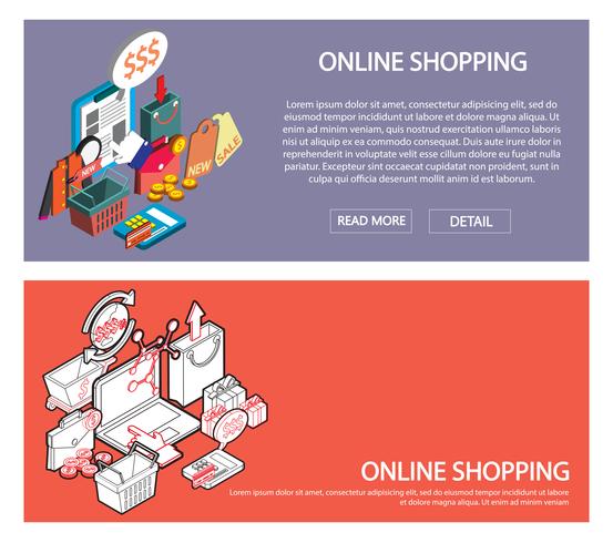 Ilustración del concepto gráfico conjunto de compras de información en línea vector