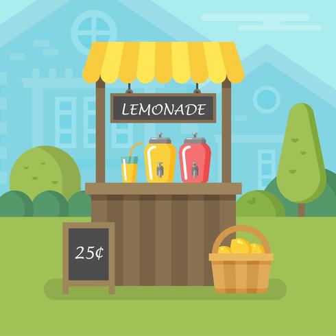 Lemonade stand flat illustration vector
