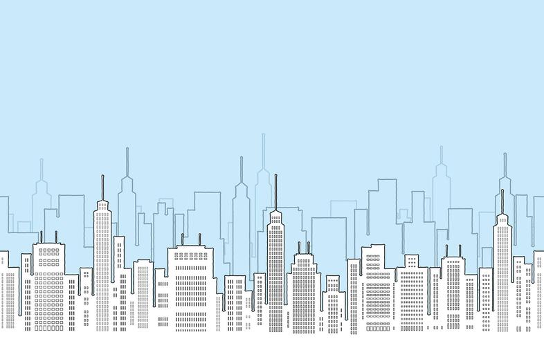 Seamless cityscape drawing with skyscrapers. vector