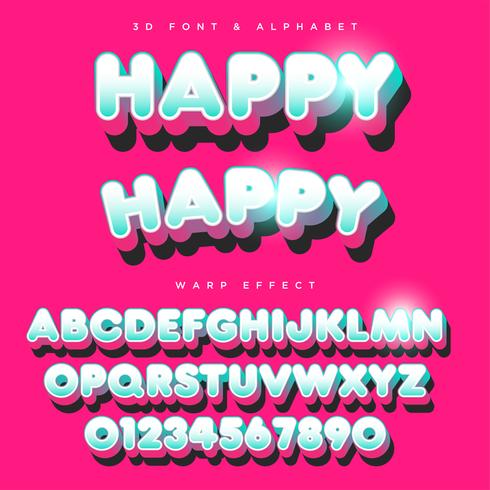 3D Rounded Stylized Lettering Text, Font  Alphabet vector