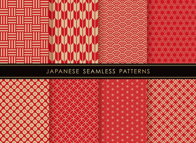 Conjunto de patrones tradicionales japoneses, sin costura. vector