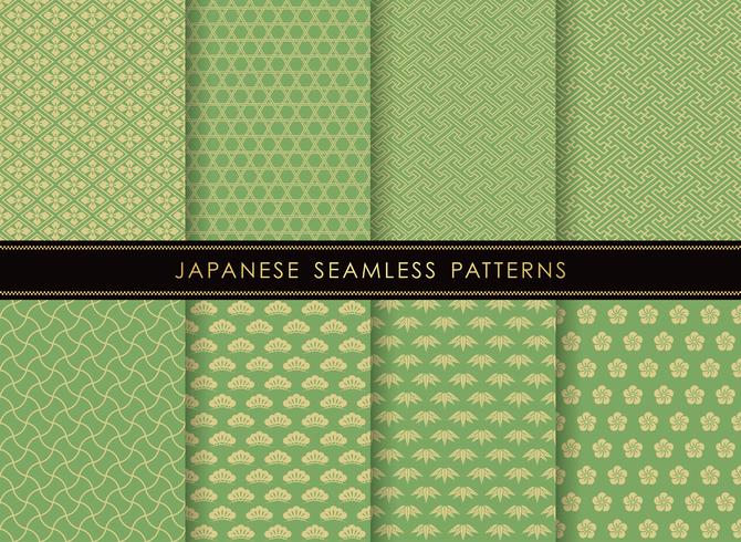 Set of Japanese traditional, seamless patterns. vector