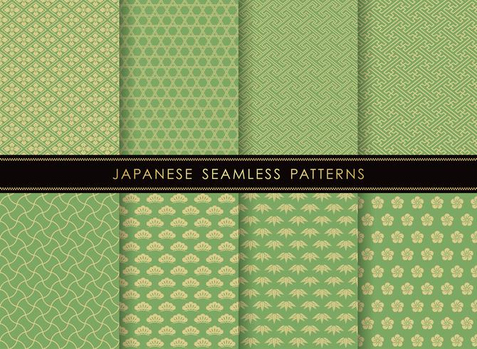 Set of Japanese traditional, seamless patterns. vector