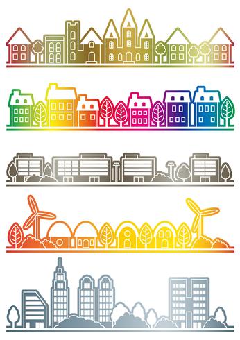 Seamless townscape set. vector
