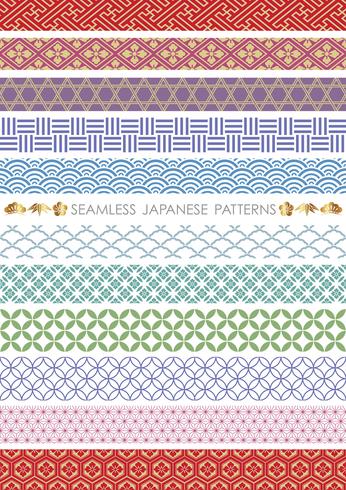 Set of Japanese traditional, seamless patterns vector