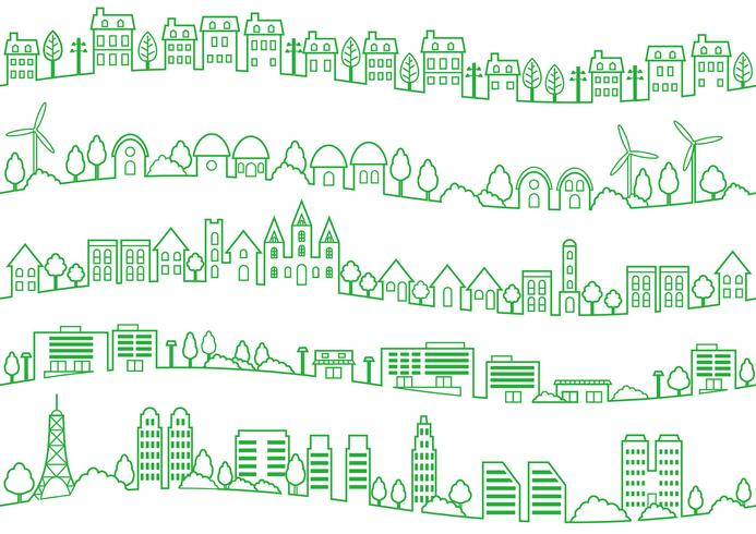 Jeu De Dessin Au Trait Paysage Urbain Sans Soudure