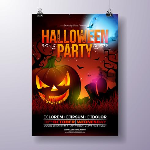 Ilustración de vector de Halloween fiesta flyer