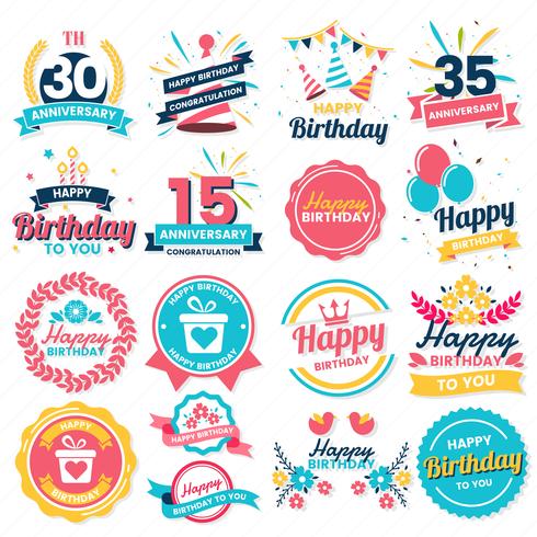 Feliz cumpleaños vector logo para banner