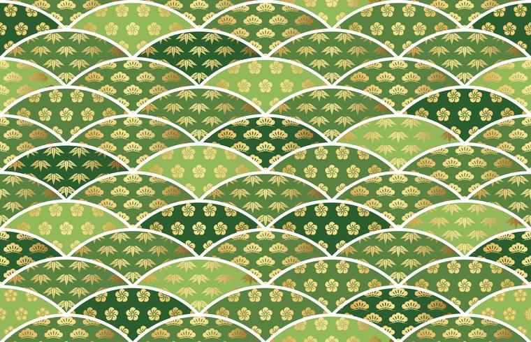 Traditionally auspicious Japanese pattern with pine, bamboo, and plum. vector