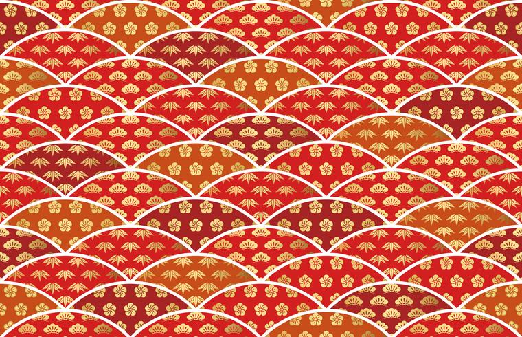 Traditionally auspicious Japanese pattern with pine, bamboo, and plum. vector